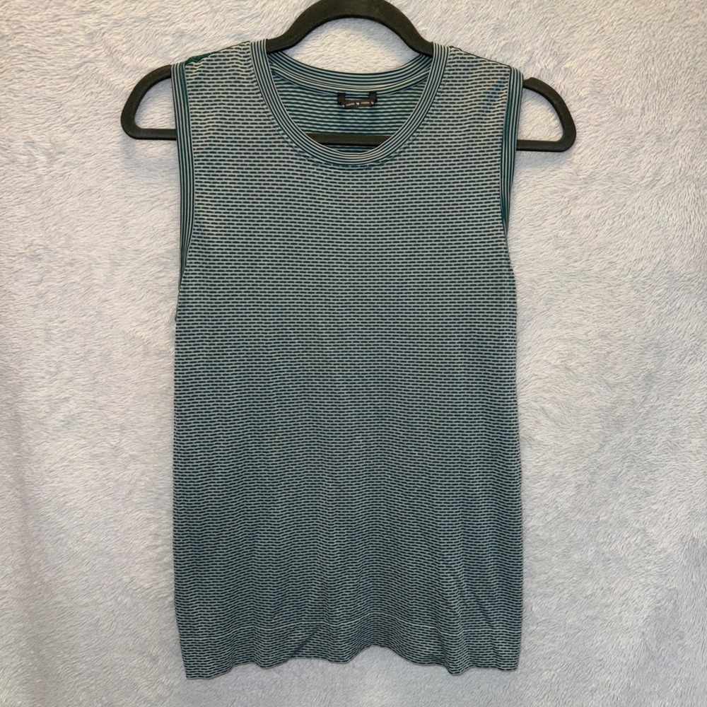 Oiselle Flyte Tank Green White Striped Racerback Running Gorpcore Pickleball L